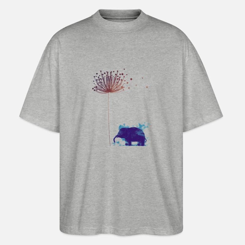 Löwenzahn-Traum: Blauer Elefant - Stanley/Stella Oversized Unisex Bio T-Shirt Blaster 2.0 - Grau meliert