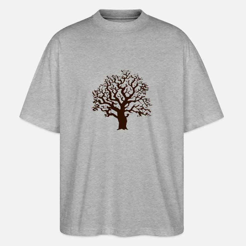Baum Eiche - Stanley/Stella Oversized Unisex Bio T-Shirt Blaster 2.0 - Grau meliert
