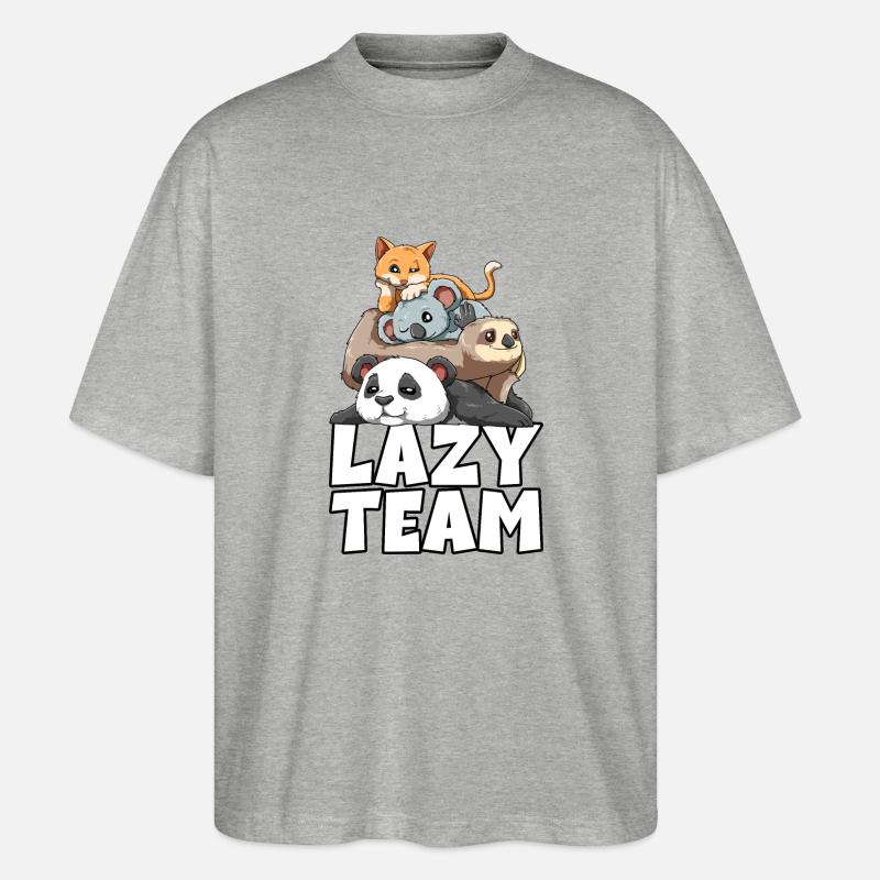 Sloth panda sloth koala cat - Stanley/Stella Oversized Unisex Organic T-shirt Blaster 2.0 - heather grey