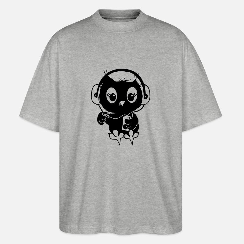 Eule Musik Kopfhörer - Stanley/Stella Oversized Unisex Bio T-Shirt Blaster 2.0 - Grau meliert
