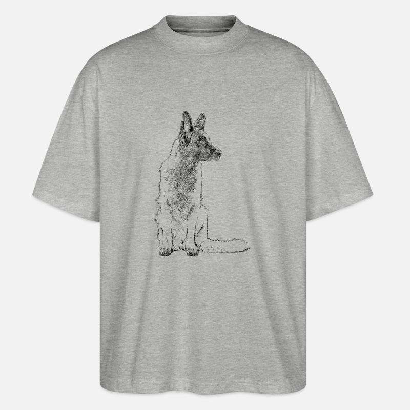 Schäferhund sitzend - Stanley/Stella Oversized Unisex Bio T-Shirt Blaster 2.0 - Grau meliert