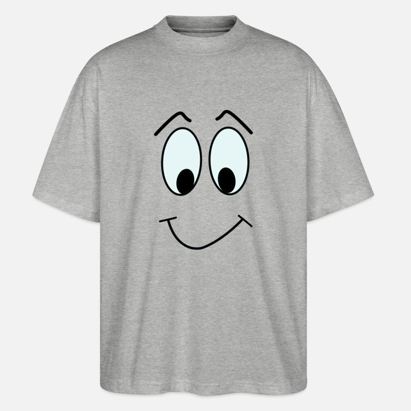COMIC GESICHT 3 - Stanley/Stella Oversized Unisex Bio T-Shirt Blaster 2.0 - Grau meliert
