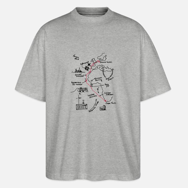 Polarstern Cruiseplot - Stanley/Stella Oversized Unisex Bio T-Shirt Blaster 2.0 - Grau meliert