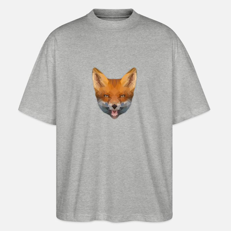 Low Poly Fox - Stanley/Stella Oversized Unisex Bio T-Shirt Blaster 2.0 - Grau meliert