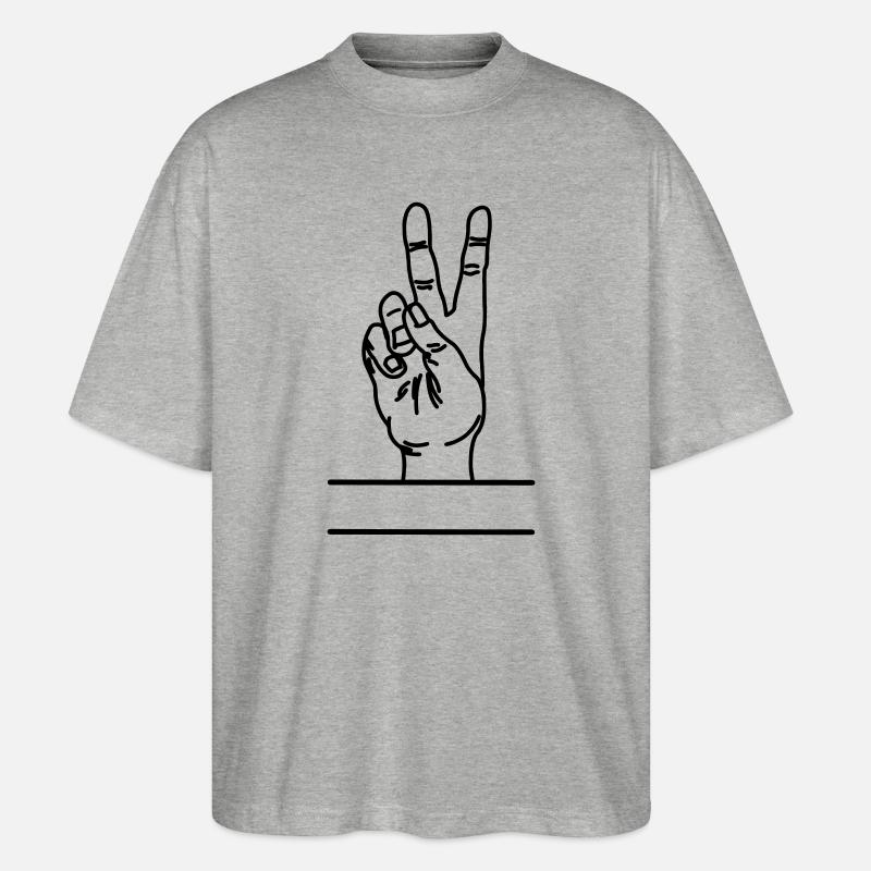 Text space with hand gesture peace - Stanley/Stella Oversized Unisex Organic T-shirt Blaster 2.0 - heather grey