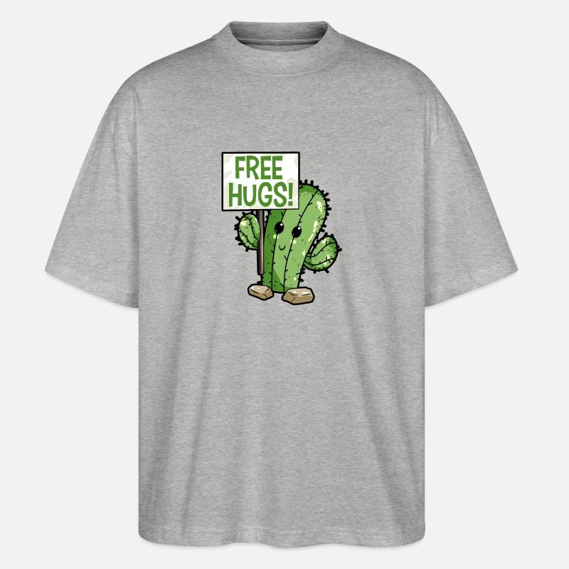 Cactus Câlins gratuits - T-shirt bio Blaster 2.0 coupe oversize Stanley/Stella Unisexe - gris chiné