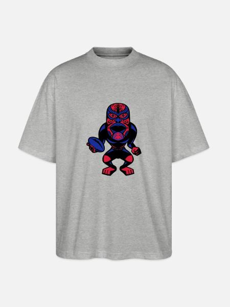 rugby mask - Stanley/Stella Oversized Unisex Organic T-shirt Blaster 2.0 - heather grey