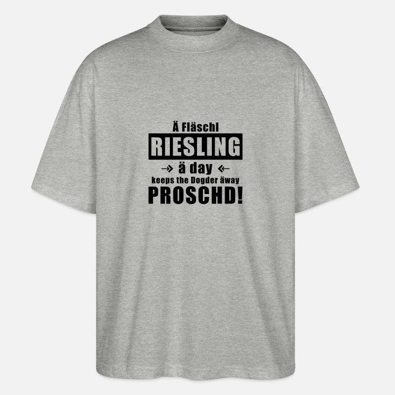 Fläschl Riesling a day! - Stanley/Stella Oversized Unisex Bio T-Shirt Blaster 2.0 - Grau meliert