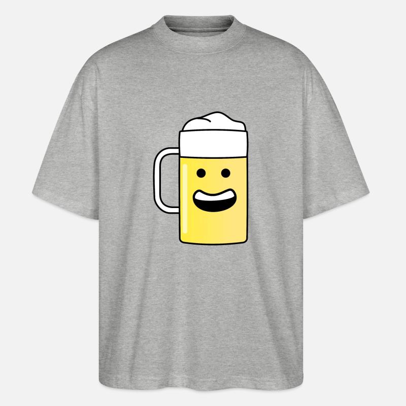 Fröhliches Bier - Stanley/Stella Oversized Unisex Bio T-Shirt Blaster 2.0 - Grau meliert