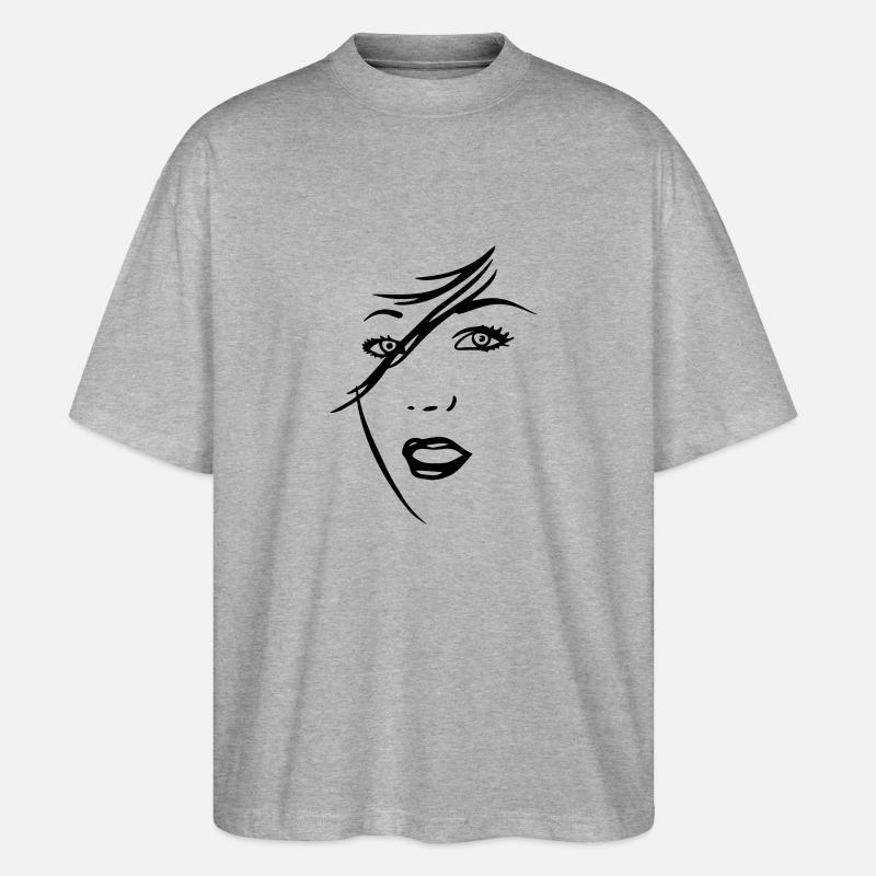 frau_gesicht - Stanley/Stella Oversized Unisex Bio T-Shirt Blaster 2.0 - Grau meliert