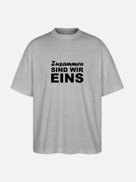 Zusammen sind wir Eins - Stanley/Stella Oversized Unisex Bio T-Shirt Blaster 2.0 - Grau meliert