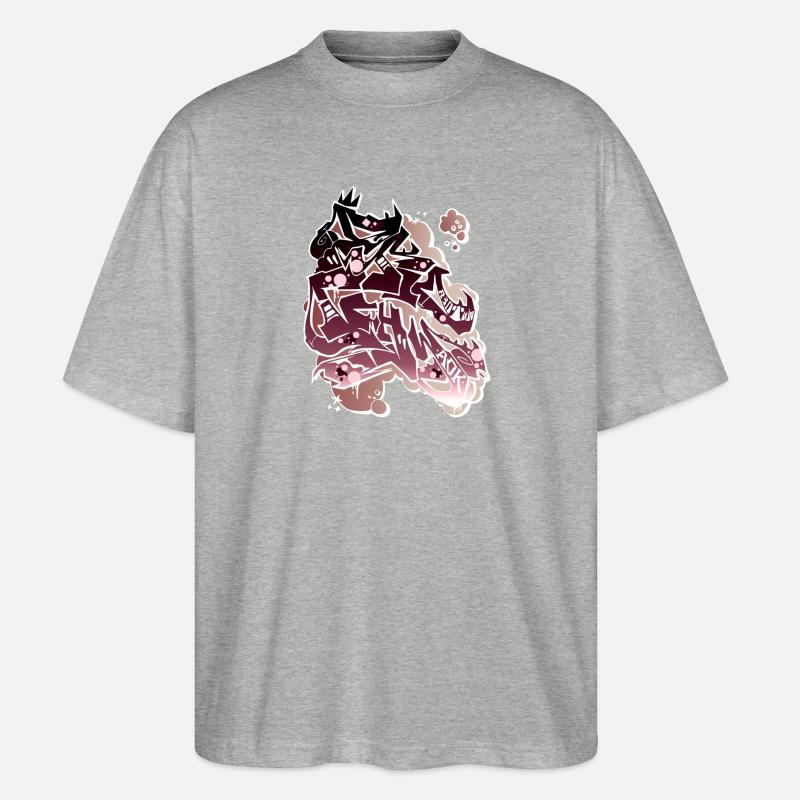 Drachen-Graffito Zusammenfassung - Stanley/Stella Oversized Unisex Bio T-Shirt Blaster 2.0 - Grau meliert