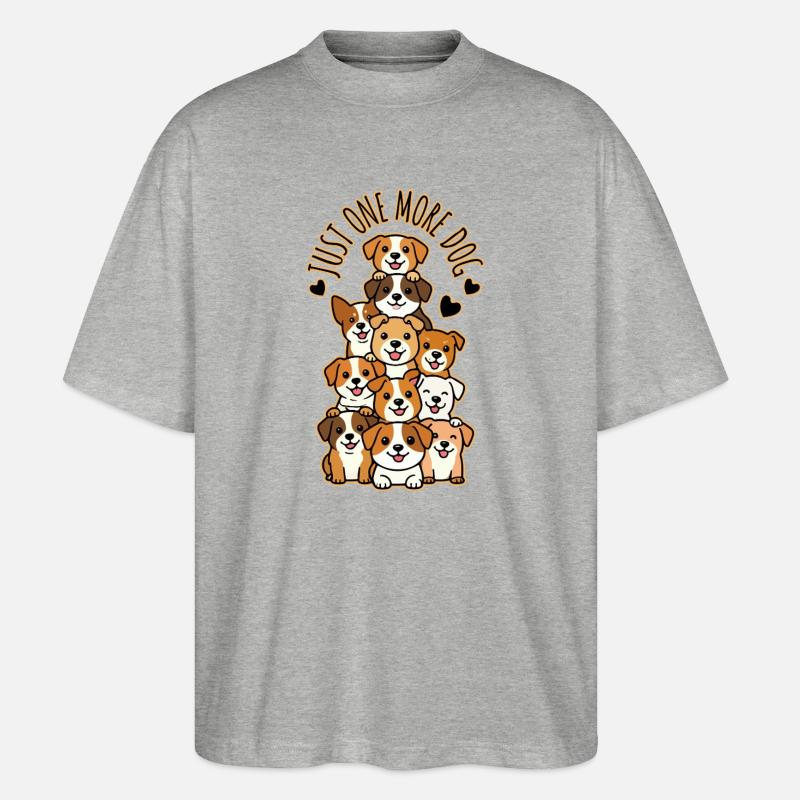 Just One More Dog Stack - Stanley/Stella Oversized Unisex Organic T-shirt Blaster 2.0 - heather grey