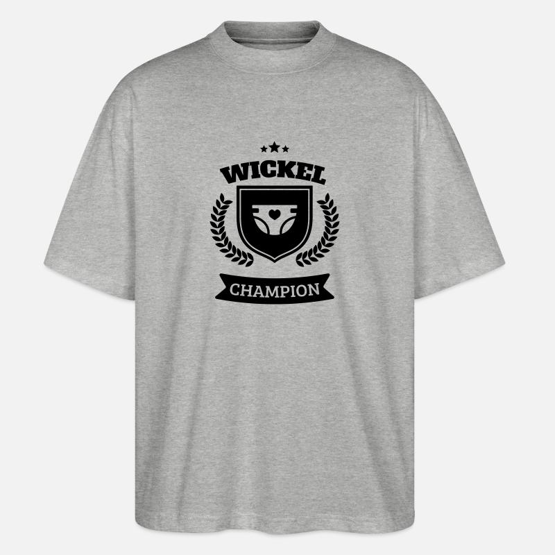 Windel Wickel Wechsel Champion - Stanley/Stella Oversized Unisex Bio T-Shirt Blaster 2.0 - Grau meliert