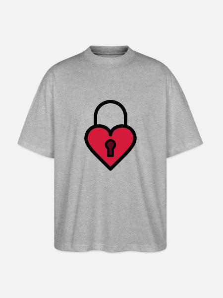 Padlock, love lock - Stanley/Stella Oversized Unisex Organic T-shirt Blaster 2.0 - heather grey