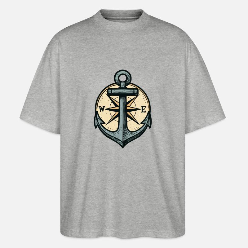 anker kompass - Stanley/Stella Oversized Unisex Bio T-Shirt Blaster 2.0 - Grau meliert