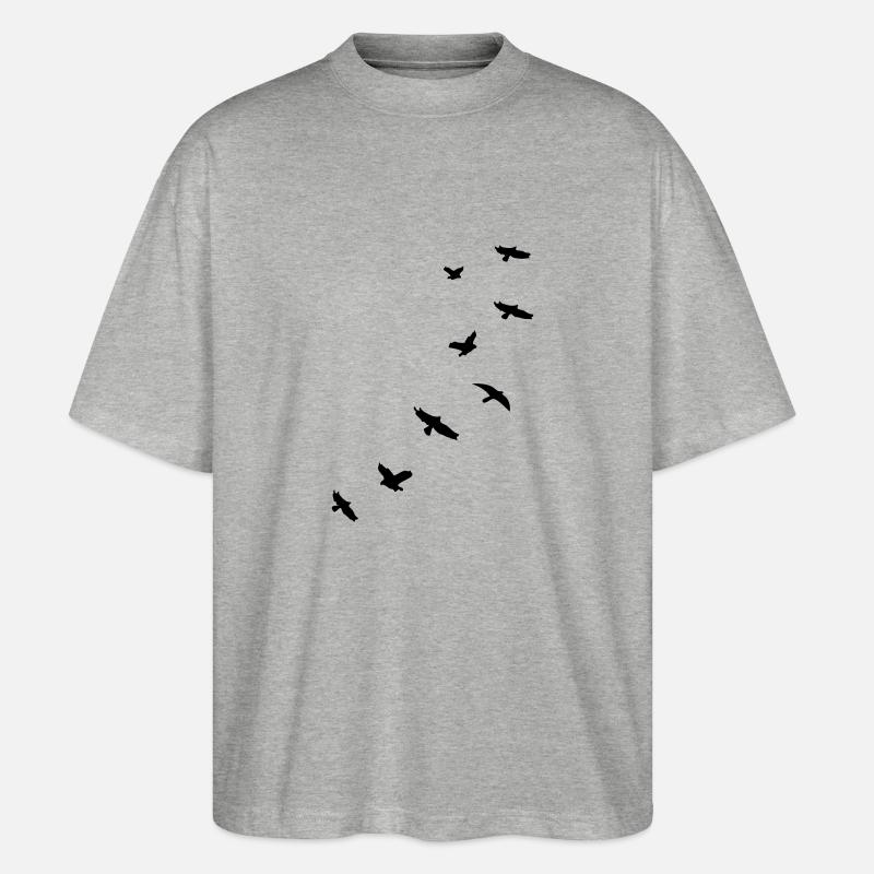 flying_birds_mapies - Stanley/Stella Oversized Unisex Bio T-Shirt Blaster 2.0 - Grau meliert