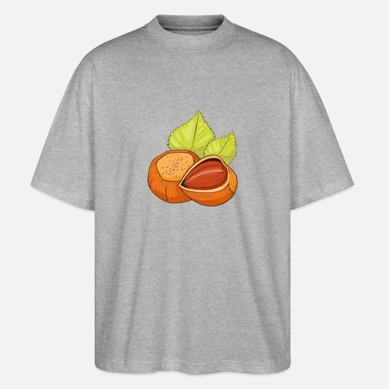 Haselnuss Gemeine Hasel Haselnussstrauch - Stanley/Stella Oversized Unisex Bio T-Shirt Blaster 2.0 - Grau meliert
