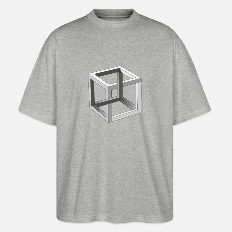 Cube optical illusion - Stanley/Stella Oversized Unisex Organic T-shirt Blaster 2.0 - heather grey