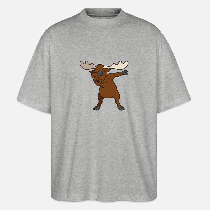 Dabbing dab moose - Stanley/Stella Oversized Unisex Organic T-shirt Blaster 2.0 - heather grey