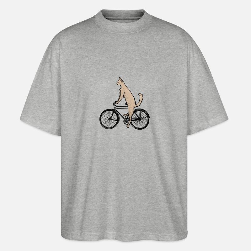 Chat sur le vélo - T-shirt bio Blaster 2.0 coupe oversize Stanley/Stella Unisexe - gris chiné