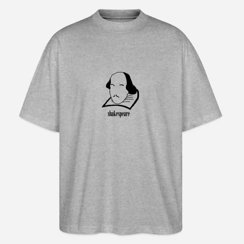 Shakespeare Kopf - Geschenkidee - Stanley/Stella Oversized Unisex Bio T-Shirt Blaster 2.0 - Grau meliert