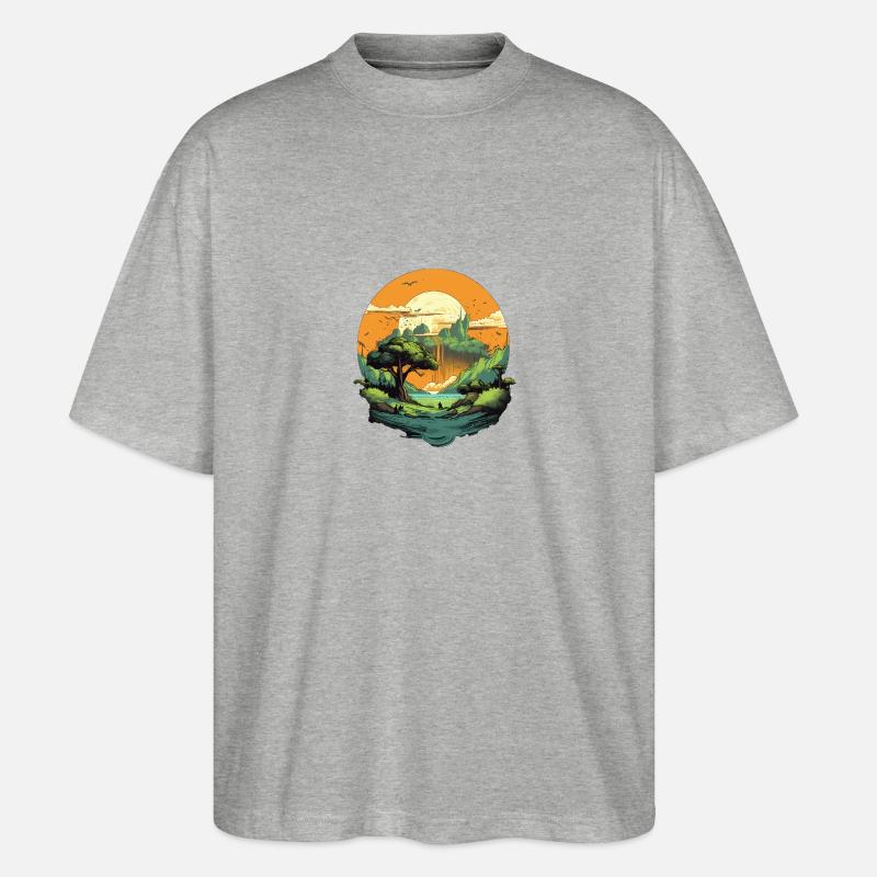 Landschaft - Stanley/Stella Oversized Unisex Bio T-Shirt Blaster 2.0 - Grau meliert