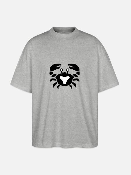 Sternzeichen Krebs - Stanley/Stella Oversized Unisex Bio T-Shirt Blaster 2.0 - Grau meliert
