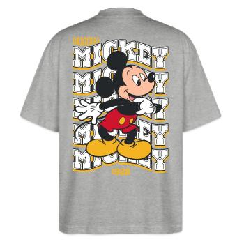 Mickey & Minnie Mit Original Mickey Motiv 1928 - Stanley/Stella Oversized Unisex Bio T-Shirt Blaster 2.0 - Grau meliert - Hinten - Alina (178cm)