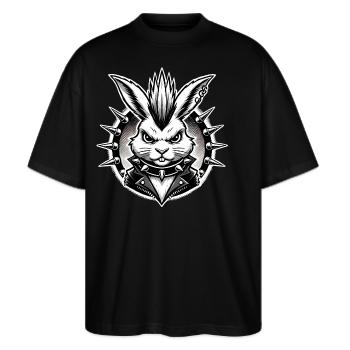 Punk Hase im verliebten Design - Stanley/Stella Oversized Unisex Bio T-Shirt Blaster 2.0 - Schwarz - Vorne - Alina (178cm) & Michal (187cm)