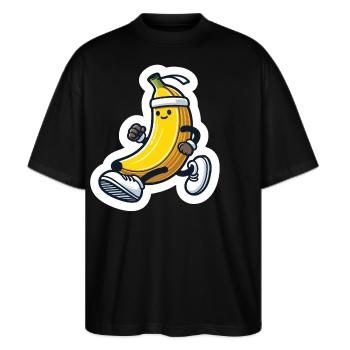Sportliche Banane - Stanley/Stella Oversized Unisex Bio T-Shirt Blaster 2.0 - Schwarz - Vorne - Alina (178cm) & Michal (187cm)