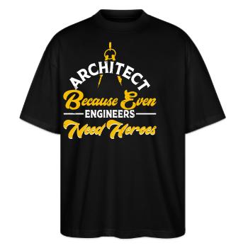 Architekt - Stanley/Stella Oversized Unisex Bio T-Shirt Blaster 2.0 - Schwarz - Vorne - Alina (178cm) & Michal (187cm)