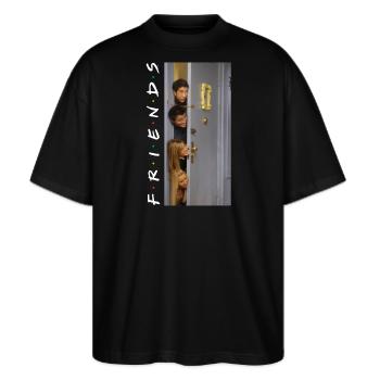 Friends Heads - Stanley/Stella Oversized Unisex Bio T-Shirt Blaster 2.0 - Schwarz - Vorne - Alina (178cm) & Michal (187cm)