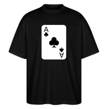 Kreuz Poker Spielkarte Kostüm - Stanley/Stella Oversized Unisex Bio T-Shirt Blaster 2.0 - Schwarz - Vorne - Alina (178cm) & Michal (187cm)