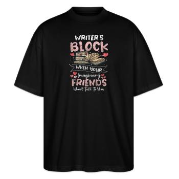 Autor Fantasie Blogger - Stanley/Stella Oversized Unisex Bio T-Shirt Blaster 2.0 - Schwarz - Vorne - Alina (178cm) & Michal (187cm)