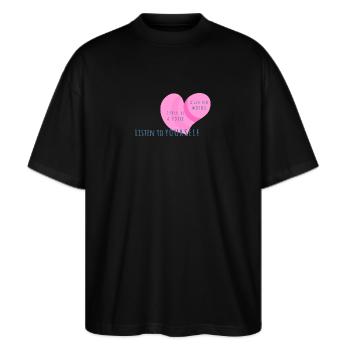 Love Yourself Hoodie - Stanley/Stella Oversized Unisex Bio T-Shirt Blaster 2.0 - Schwarz - Vorne - Alina (178cm) & Michal (187cm)