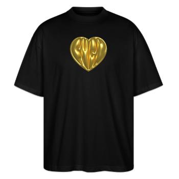 Scheiß auf Gold - Stanley/Stella Oversized Unisex Bio T-Shirt Blaster 2.0 - Schwarz - Vorne - Alina (178cm) & Michal (187cm)