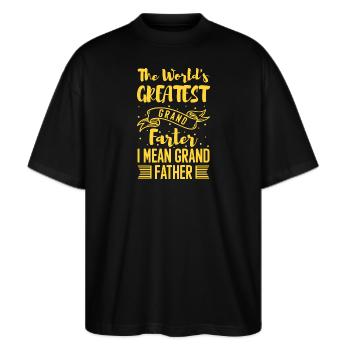 Großeltern Großvater Baby - Stanley/Stella Oversized Unisex Bio T-Shirt Blaster 2.0 - Schwarz - Vorne - Alina (178cm) & Michal (187cm)