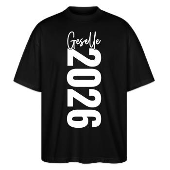 Geselle 2026 - Stanley/Stella Oversized Unisex Bio T-Shirt Blaster 2.0 - Schwarz - Vorne - Alina (178cm) & Michal (187cm)