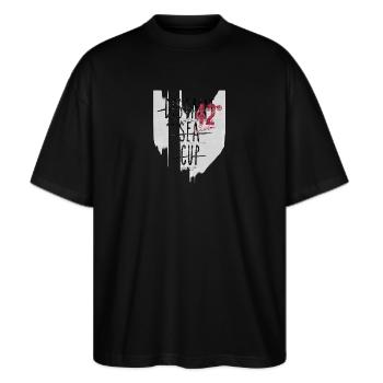shirt,design,t-shirt - Stanley/Stella Oversized Unisex Bio T-Shirt Blaster 2.0 - Schwarz - Vorne - Alina (178cm) & Michal (187cm)