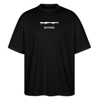 Schnee - Stanley/Stella Oversized Unisex Bio T-Shirt Blaster 2.0 - Schwarz - Vorne - Alina (178cm) & Michal (187cm)
