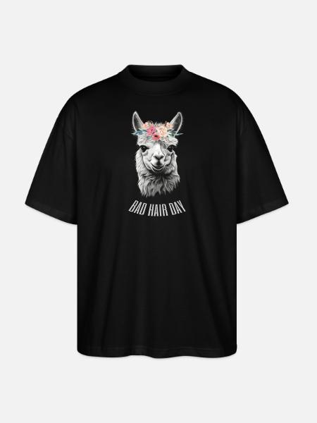 Friseur Friseurin Alpaka Damen Lama Bad hair day - Stanley/Stella Oversized Unisex Bio T-Shirt Blaster 2.0 - Schwarz