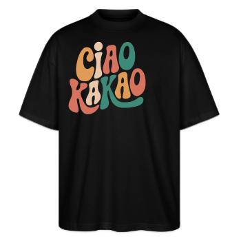 Ciao Kakao - Stanley/Stella Oversized Unisex Bio T-Shirt Blaster 2.0 - Schwarz - Vorne - Alina (178cm) & Michal (187cm)