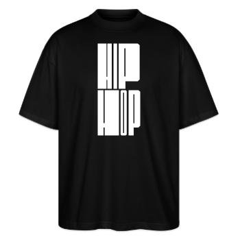 Hip-Hop-Logo mit fetter Typografie - Stanley/Stella Oversized Unisex Bio T-Shirt Blaster 2.0 - Schwarz - Vorne - Alina (178cm) & Michal (187cm)