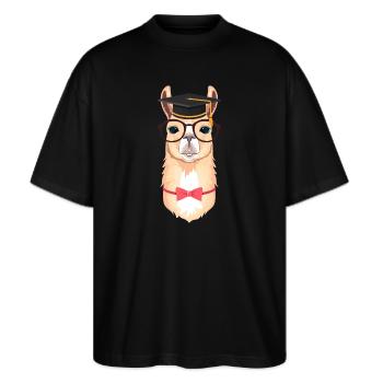 Alpaca Doctor Hat - Graduation Gift - Stanley/Stella Oversized Unisex Bio T-Shirt Blaster 2.0 - Schwarz - Vorne - Alina (178cm) & Michal (187cm)
