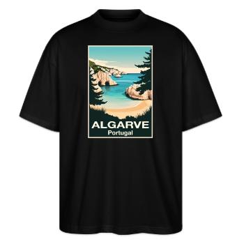 Algarve - Stanley/Stella Oversized Unisex Bio T-Shirt Blaster 2.0 - Schwarz - Vorne - Alina (178cm) & Michal (187cm)