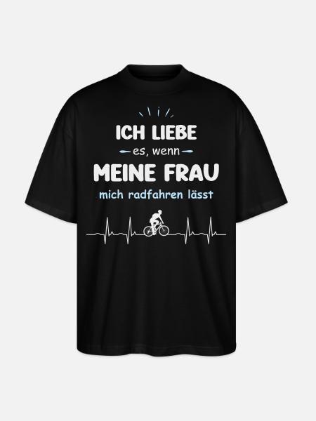 Lustiges Radfahren Geschenk Fahrrad Herzschlag - Stanley/Stella Oversized Unisex Bio T-Shirt Blaster 2.0 - Schwarz