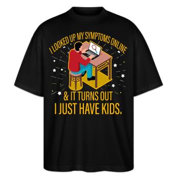 Ich habe meine Symptome online nachgeschlagen - Stanley/Stella Oversized Unisex Bio T-Shirt Blaster 2.0 - Schwarz - Vorne - Alina (178cm) & Michal (187cm)