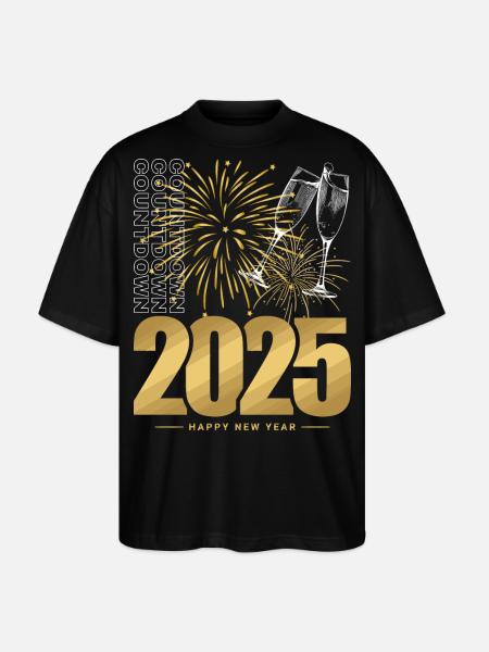 Neujahr 2025 - Stanley/Stella Oversized Unisex Bio T-Shirt Blaster 2.0 - Schwarz