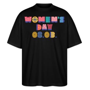 internationaler Frauentag - Stanley/Stella Oversized Unisex Bio T-Shirt Blaster 2.0 - Schwarz - Vorne - Alina (178cm) & Michal (187cm)